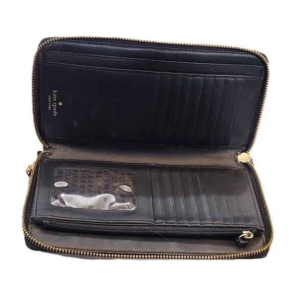 Kate Spade Wallet Zip Around Credit Card Slot Purse Zipper Leather - Picture 8 of 12